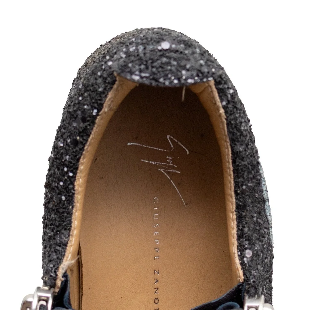 Giuseppe Zanotti Black Glitter Jour Nuit Side Zip Sneakers EU 37 US 7